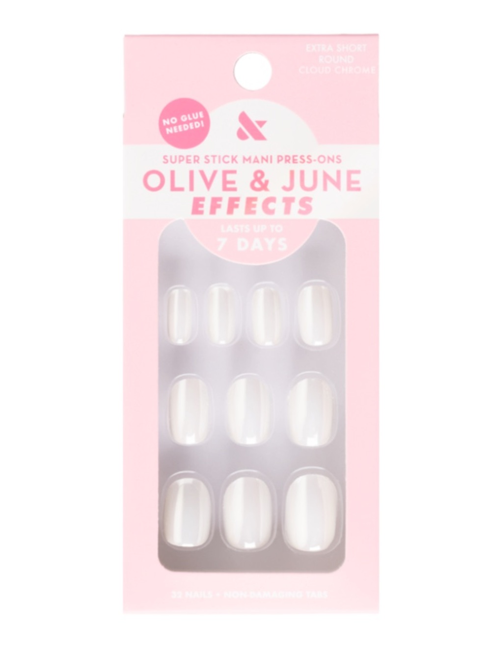 Olive and June Super Stick Mani Press On Nails in Cloud Chrome
